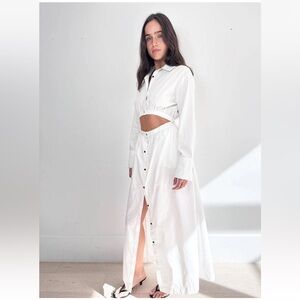 CONSIGNED SIR THE LABEL White Deconstructed Cutout Maxi Shirt Dress 0 XS